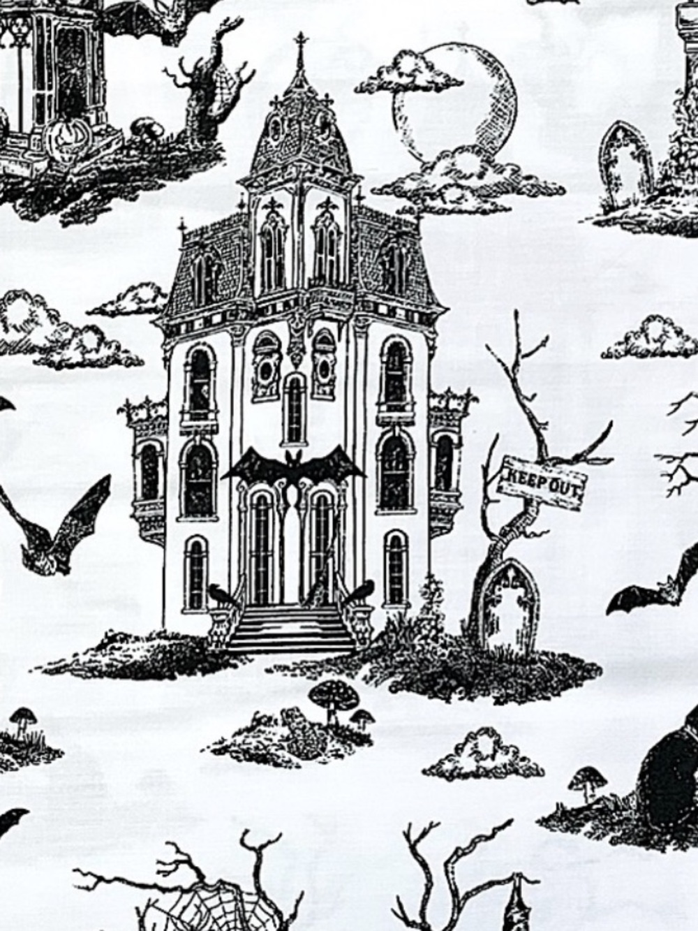 🆕 Halloween King Sheet Set Haunted House Cemetery Toile Black Cat Bat Graveyard